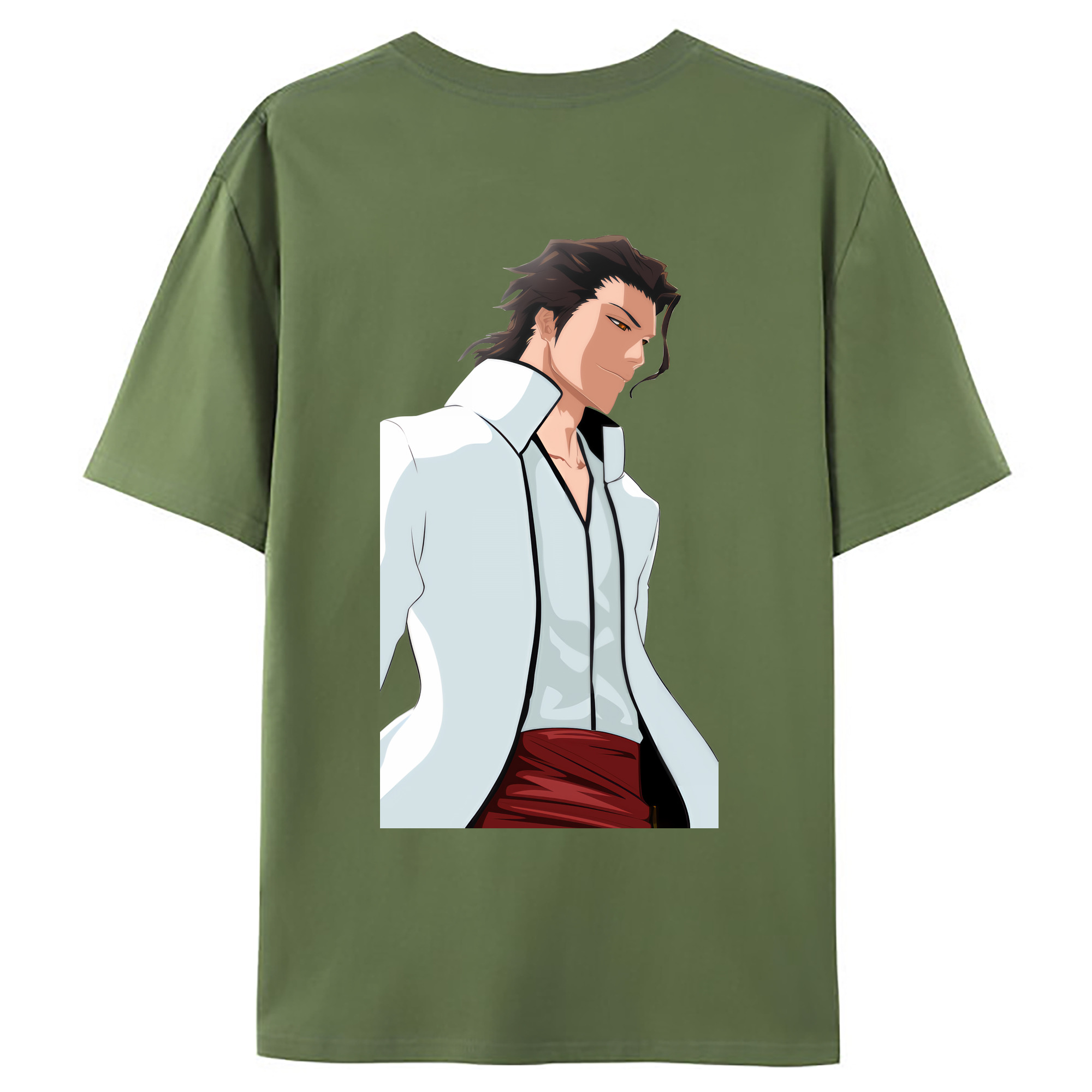 （画像用） ブリーチ 藍染 惣右介（あいぜん そうすけ） BLEACH Aizen Sousuke 綿100％ メンズ半袖Tシャツ（バックプリント） 通気性